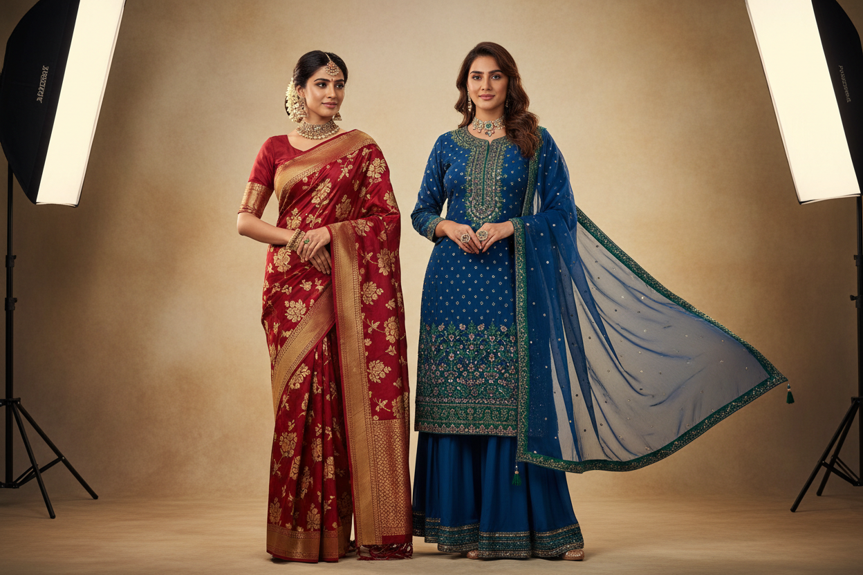 wearing saree & suits